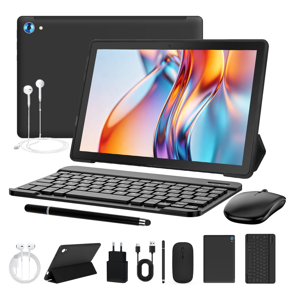 URAO Tablette 10 Pouces Android 15, Octa-Core, 24Go RAM + 128Go ROM, WiFi 6, Clavier Souris Inclus