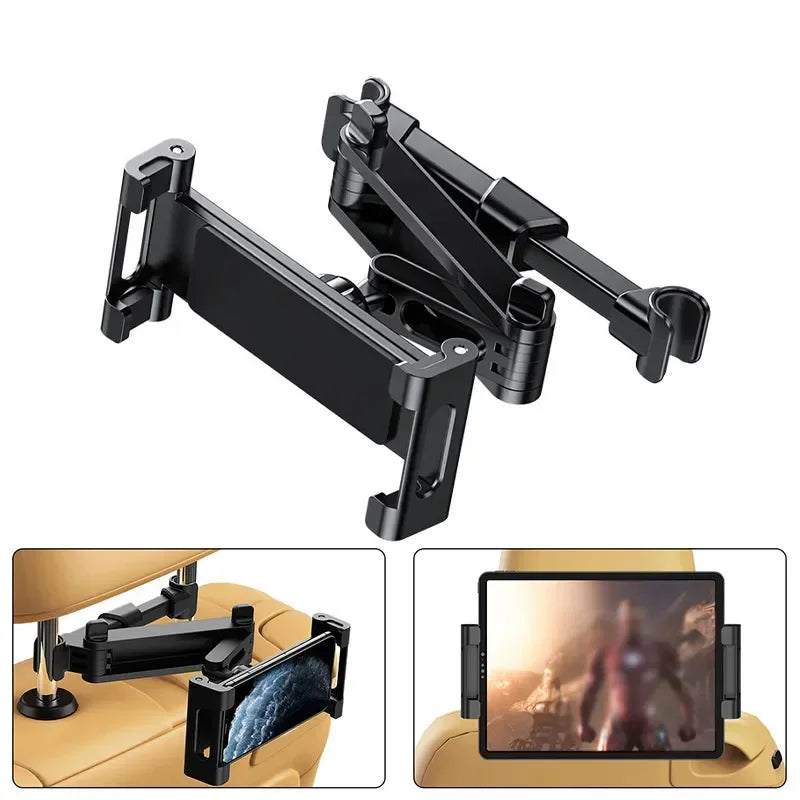 Support Télescopique Universel pour Appuie-tête de Voiture – Tablette/Téléphone 5-13 Pouces
